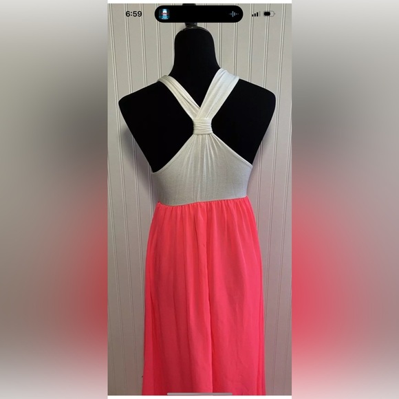 Pink Blush Long Maxi Dress Neon Pink Off White Womens Size Small - Picture 7 of 16